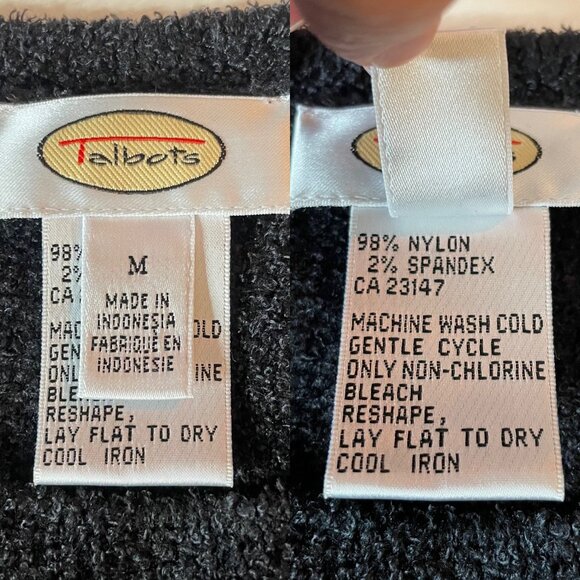 Vintage Talbots Women’s Black Long Sleeve Ribbed Knit Crew Neck Sweater Size M - Picture 3 of 5